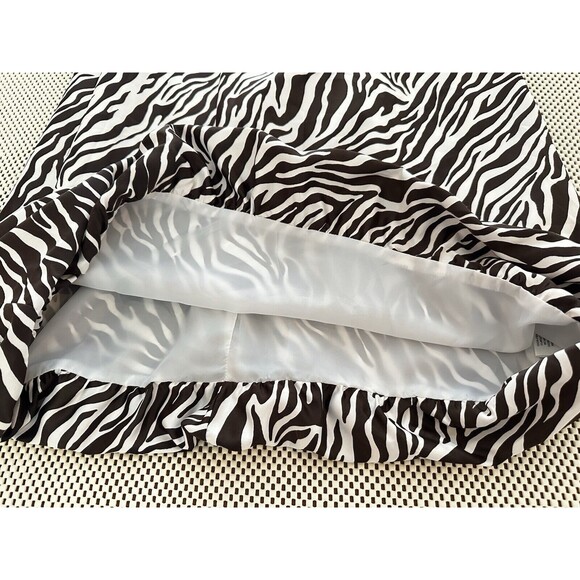 ZEBRA Print Sheath Shift Dress Sz 12 Smocked Front Sleeveless Animal Bubble Hem - Picture 9 of 13